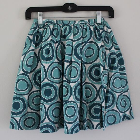 NWT Bonpoint Girls Lilo Blue Circles Print Cotton Skater Pleated Skirt 12